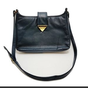 Unbranded Blue Leather Crossbody Women's Bag Zip and Snap Closure